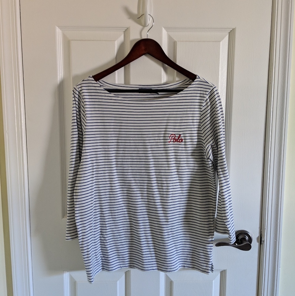 Ralph Lauren Striped Embroidered Boatneck T-Shirt